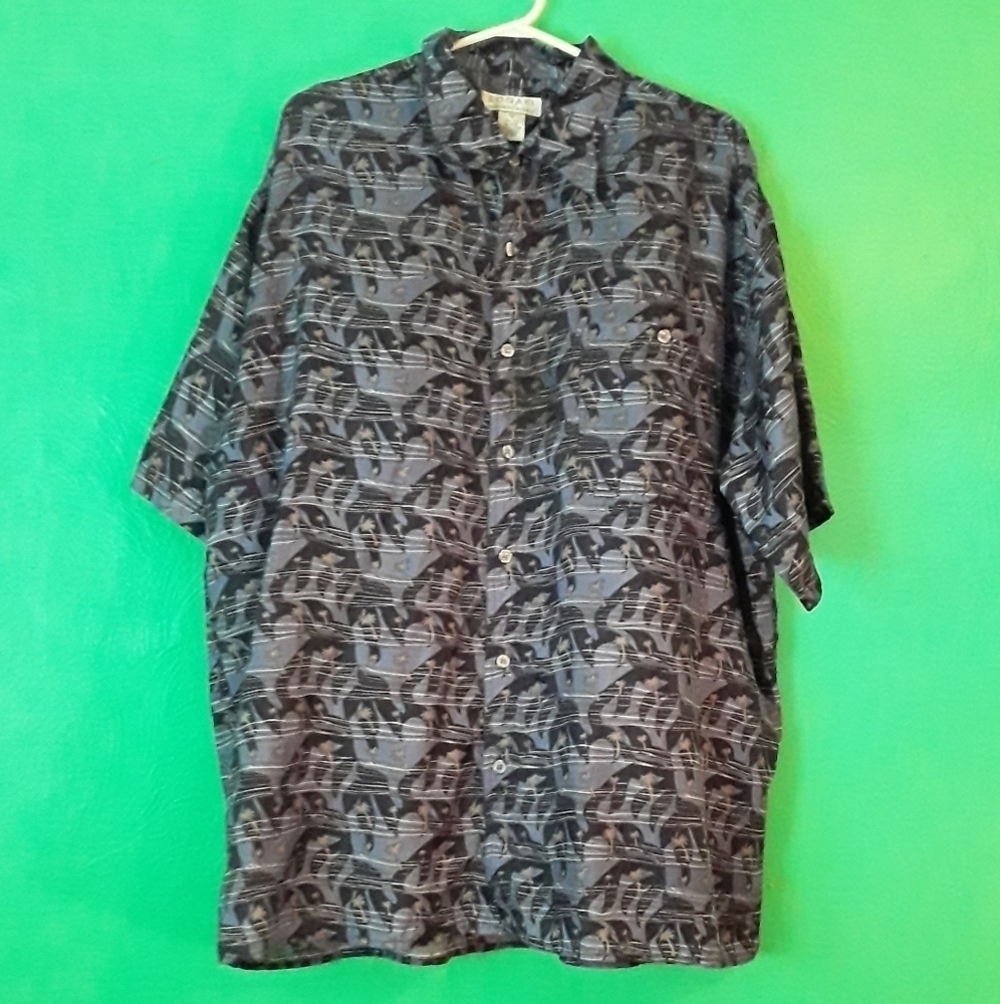 Bogari 100 % Silk Blue Button Down Shirt